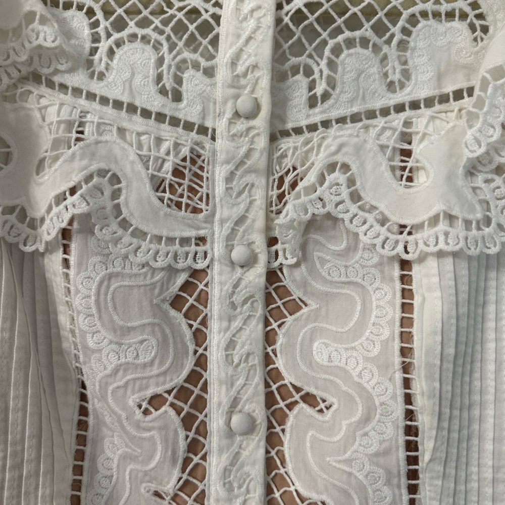 Alice + Olivia White Lace Blouse - Picture 7 of 8